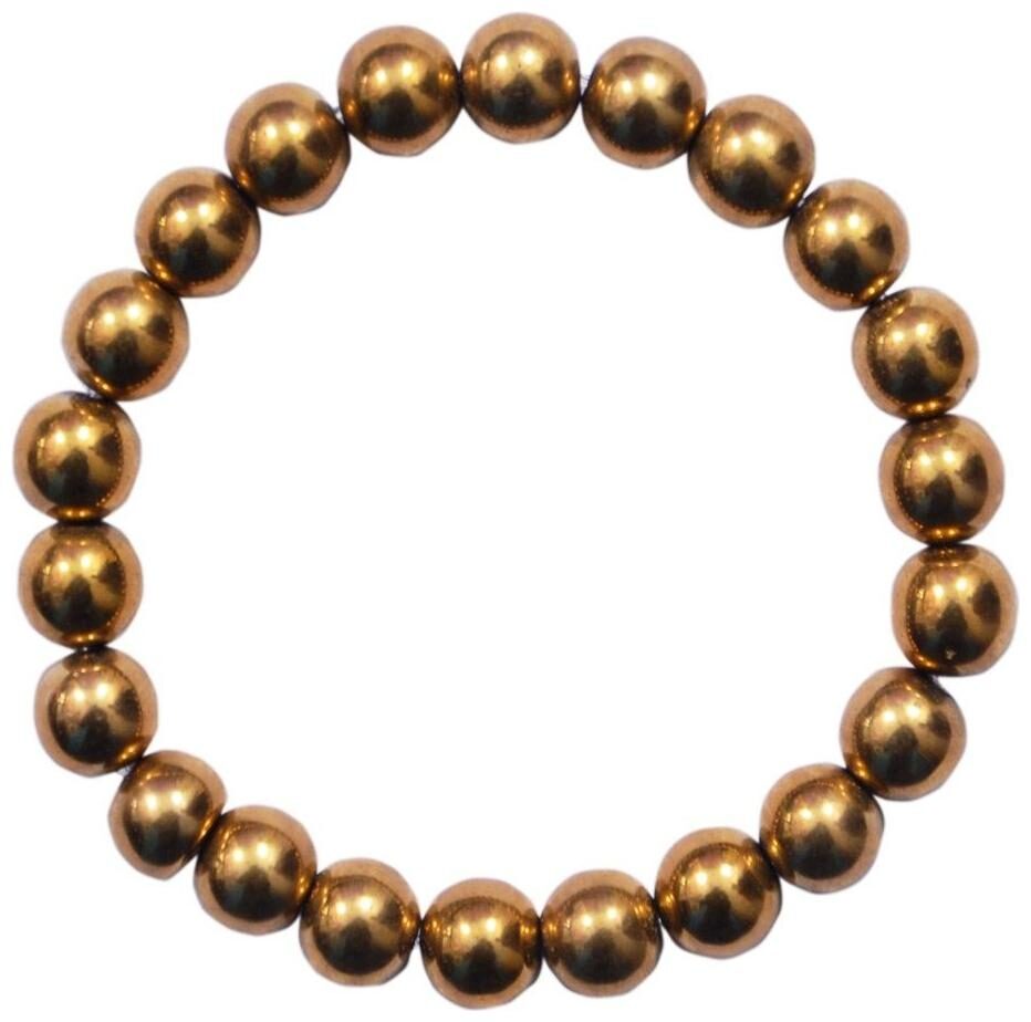 

Takshila Gems Natural Golden Pyrite Bracelet 8 mm Beads Lab Certified Stretchable Elastic Golden Pyrite Stone Bracelet