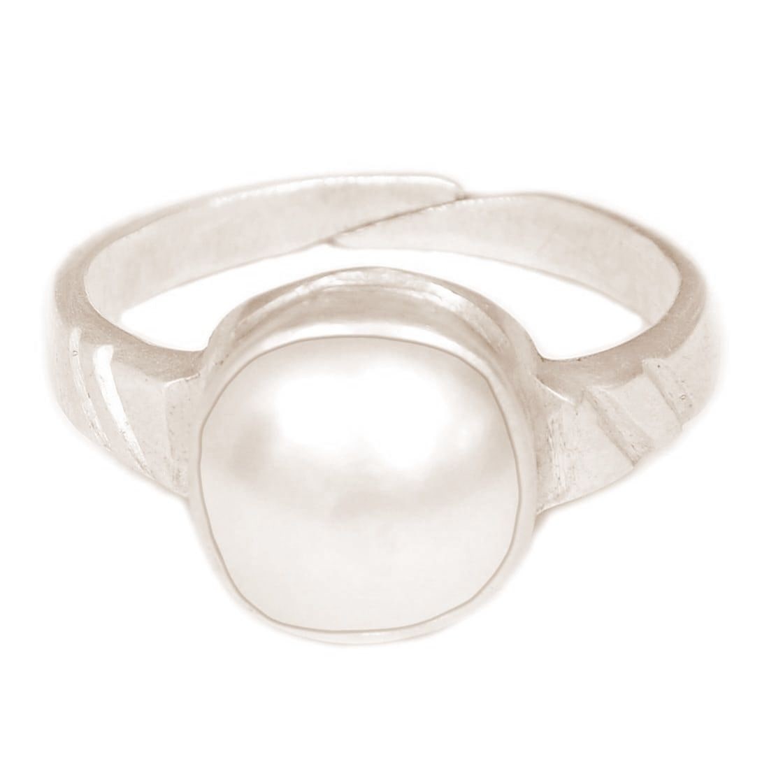 

Takshila Gems Natural Pearl Ring Moti Ring Lab Certified Adjustable Ring in 925 Sterling Silver (6 25 Ratti 5 62 Carat) Pearl Stone Ring