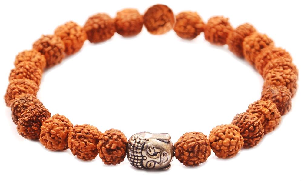 

Natural Rudraksha Bracelet with Buddha Charm 8 mm Beads Stretchable Elastic Free Size Bracelet