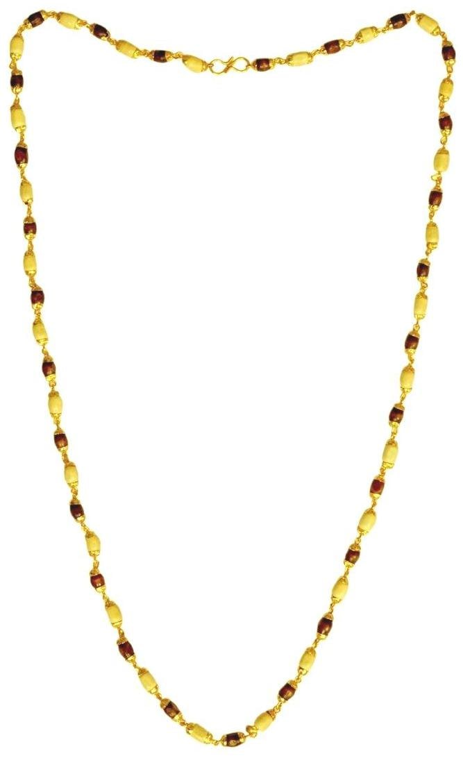 

Takshila Gems Natural Red Sandalwood with Tulsi Necklace (3 mm) 54 Beads Red Sandalwood with Tulsi Necklace for Men and Women