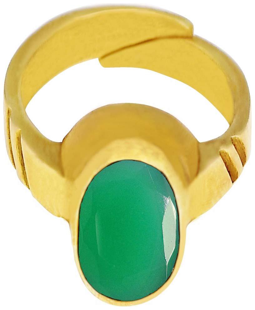 

Takshila Gems Natural Green Onyx Ring Lab Certified Adjustable Ring in Panchdhatu (5 Metals) (7 25 Ratti 6 52 Carat)
