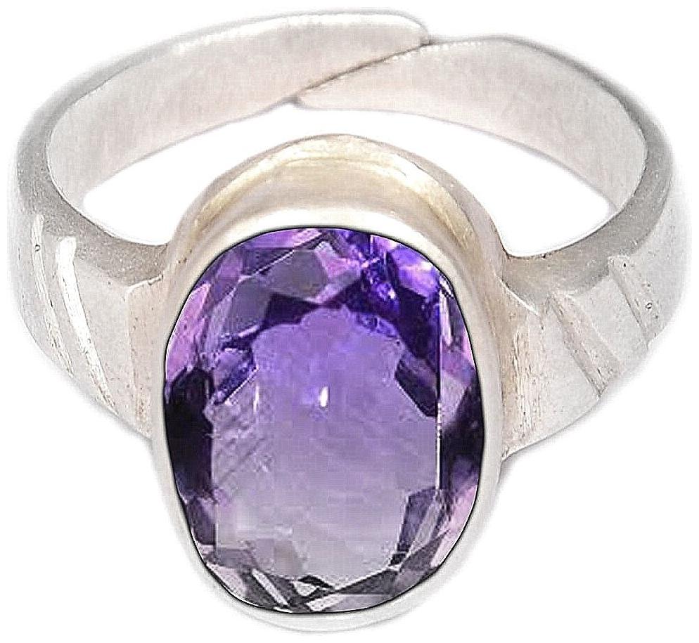 

Takshila Gems Natural Amethyst Ring Katela Stone Ring Lab Certified Adjustable Ring in Silver 925 (6 25 Ratti 5 62 Carat) Amethyst Gemstone Ring