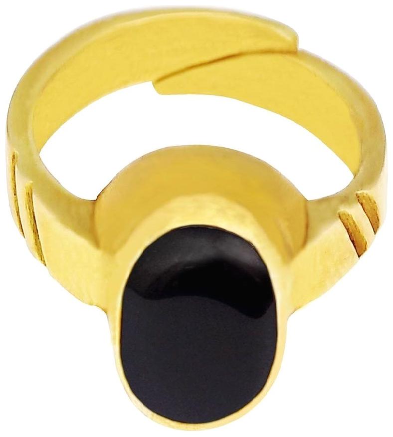 

Takshila Gems Natural Black Agate Ring Lab Certified Adjustable Ring in Panchdhatu (5 Metals) Black Hakik Stone Ring (7 25 Ratti 6 52 Carat)