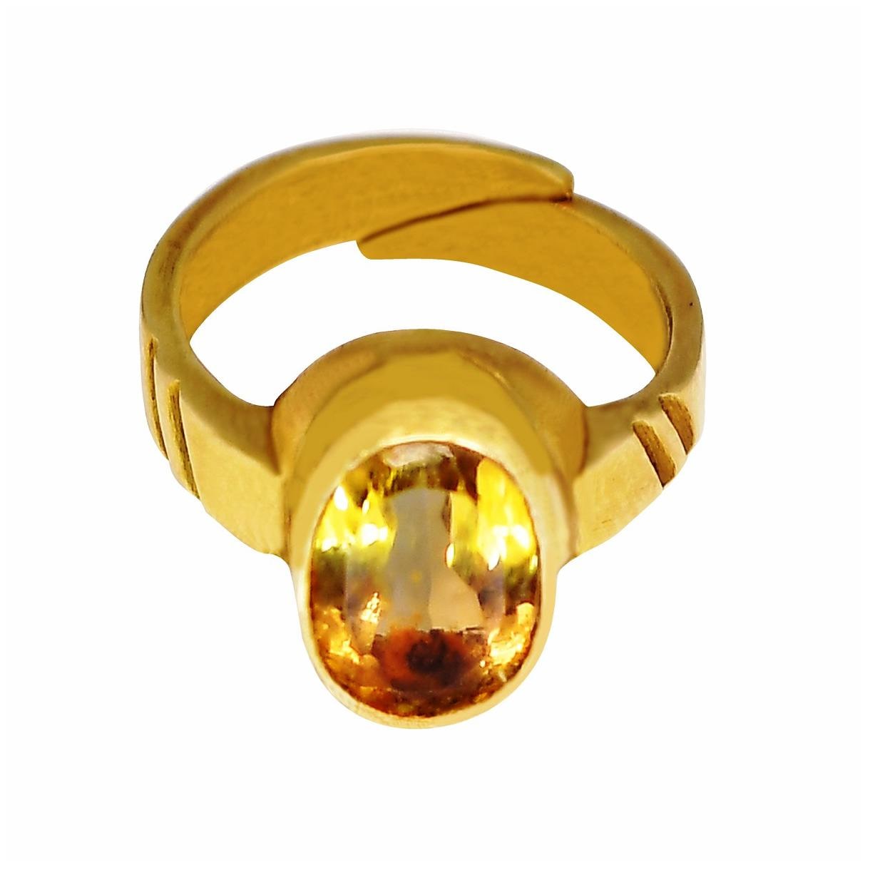 

Natural Yellow Topaz Ring Sunela Stone Ring Lab Certified Adjustable Ring in Panchdhatu for Men Women Yellow Topaz Stone Ring (7 25 Ratti 6 52 Carat)