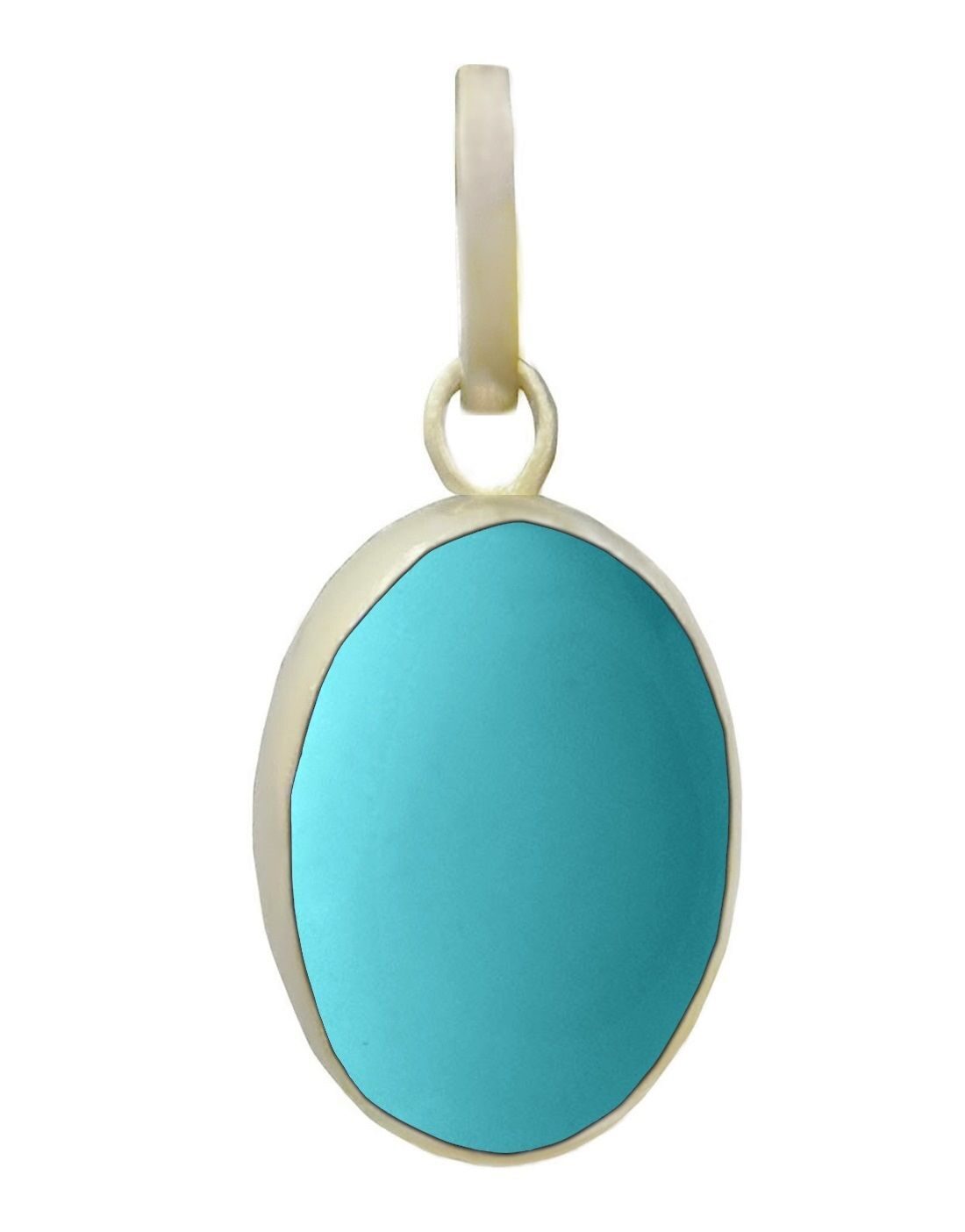 

Takshila Gems Natural Turquoise Pendant 7 Carat Lab Certified Pendant in 925 Silver Firoza Stone Locket
