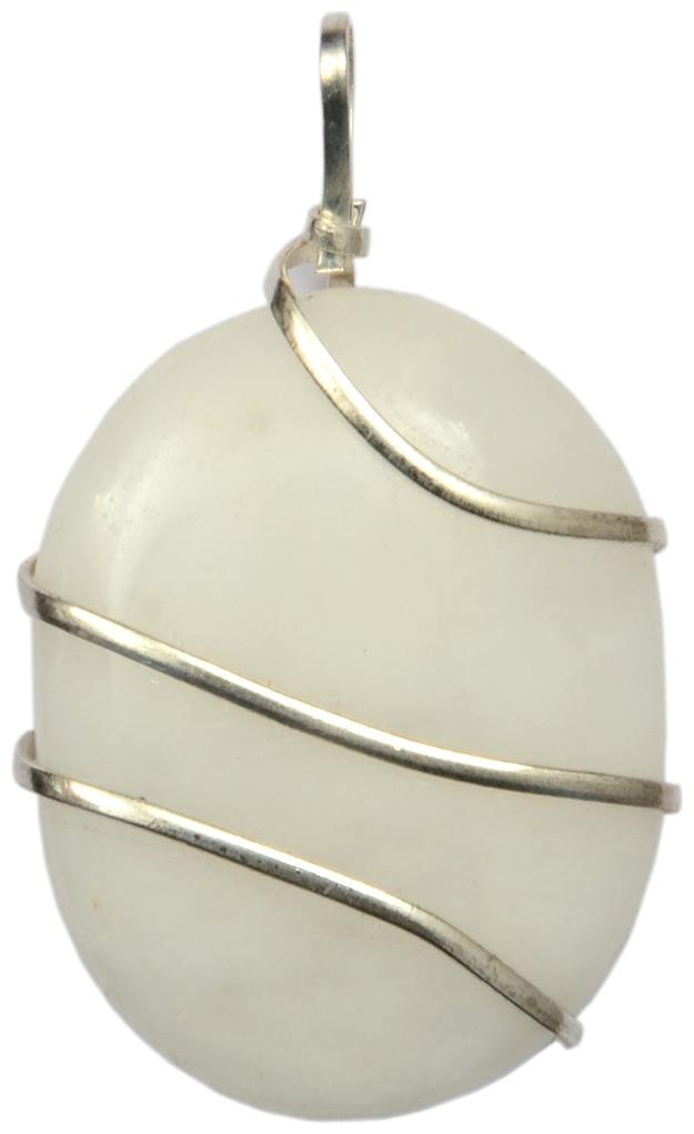 

Takshila Gems Natural White Agate Oval Shape Wire Wrap Pendant 14 Grams White Hakik (Akik) Stone Locket Lab Certified