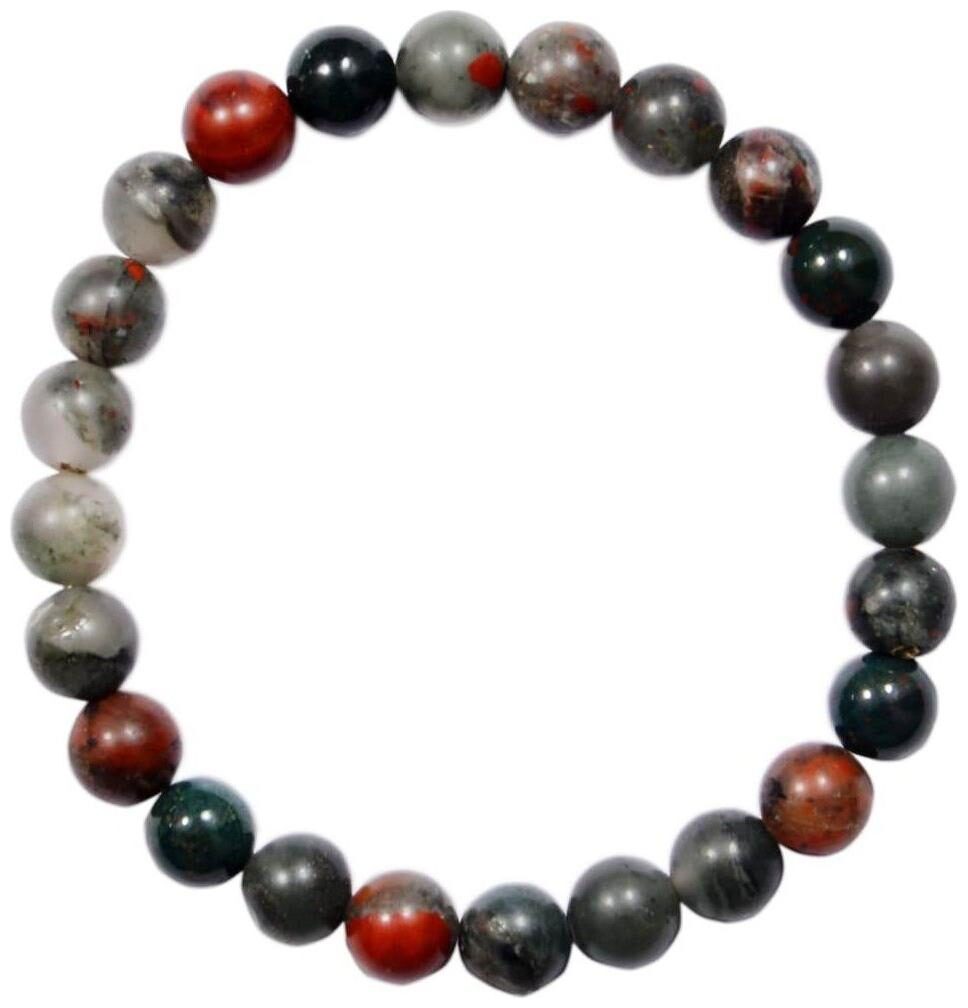 

Takshila Gems Natural Bloodstone Bracelet 8 mm Beads Lab Certified Stretchable Elastic Bracelet