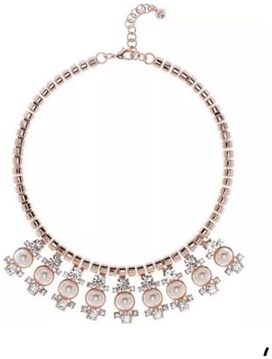 

TED BAKER London NWT 115 Orah Rose Gold Tone Pearl Droplet Statement Necklace