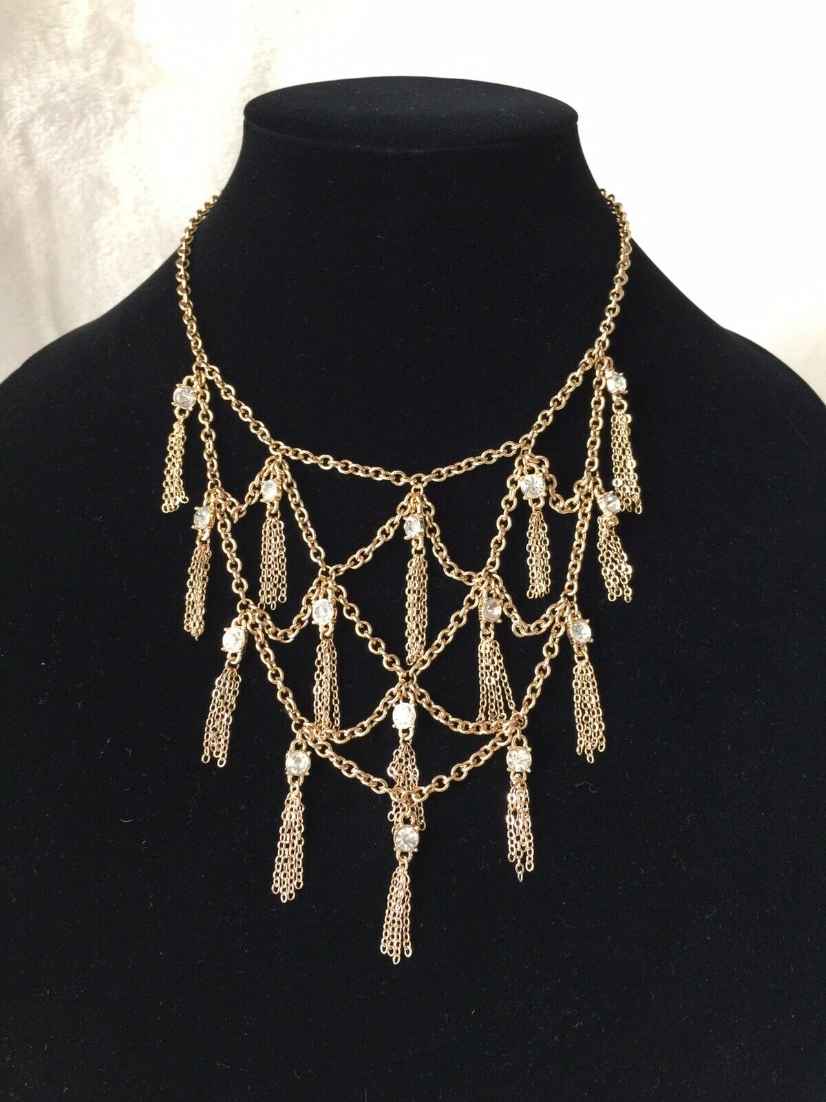 

Thalia Sodi Gold-Tone Fringe Necklace with Crystals - NEW