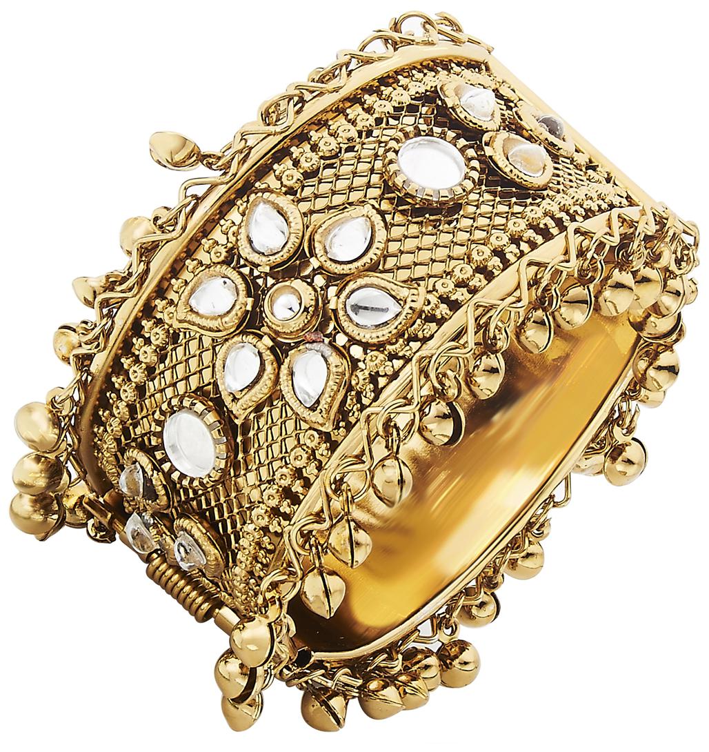 

The Jewelbox Flower Traditional Antique Openable Free Size Cuff Kada Bangle B