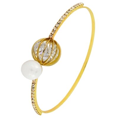 

ZIVOM Delicate Openable 18K Gold Brass Crystal Pearl Bangle Kada Bracelet For Women Girls