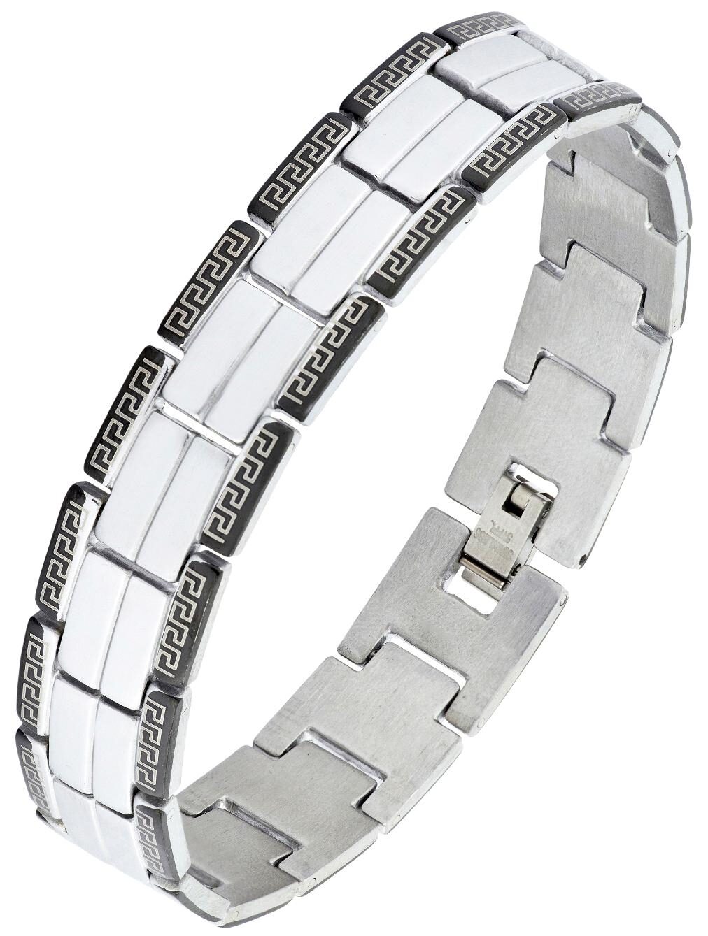 

ZIVOM Biker Black Silver 316L Surgical Stainless Steel Rhodium Bracelet For Boys Men