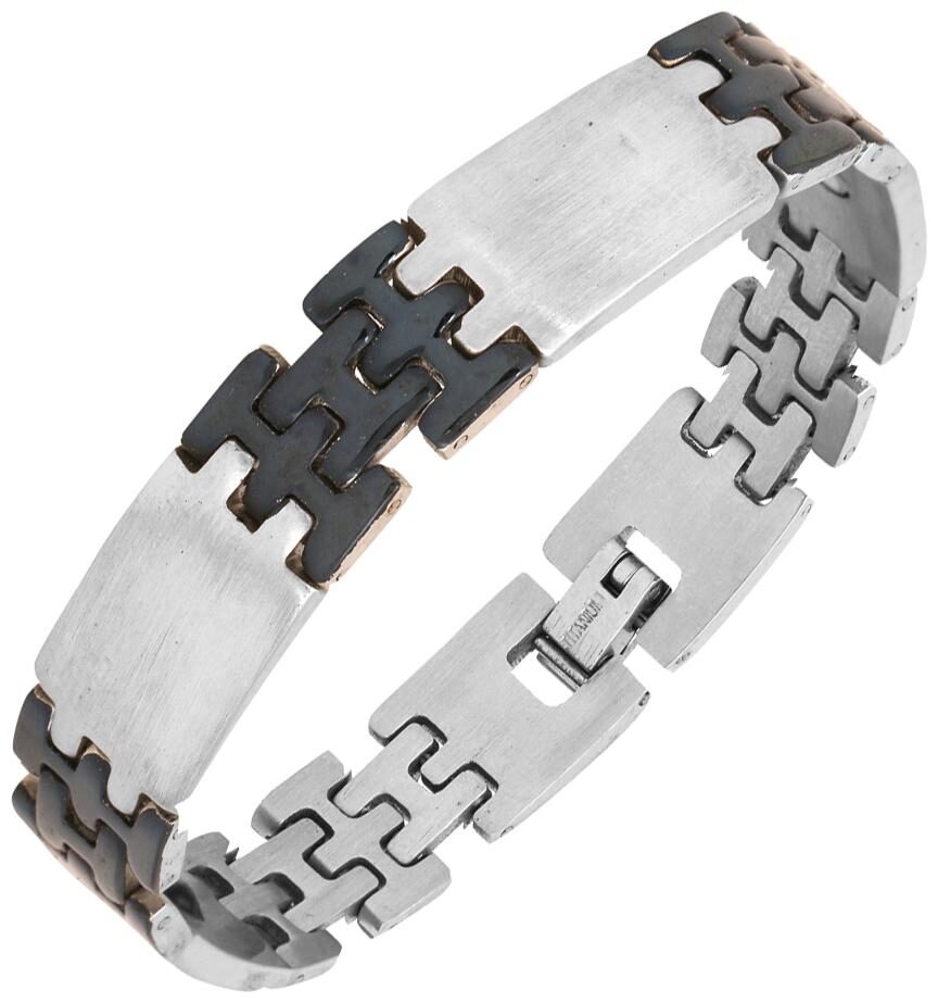 

ZIVOM Dual H Design 316L Surgical Stainless Steel Rhodium Plated Silver Bracelet Boy Men