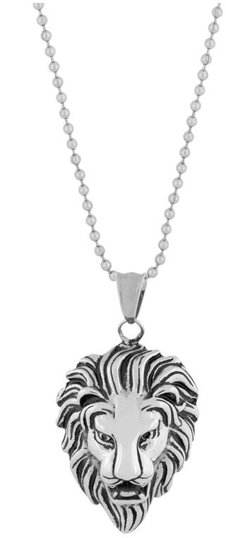 The Jewelbox Lion Dragon Silver 316L Surgical Stainless Steel Gift Pendant Chain Necklace Men Boys