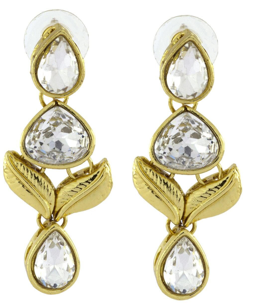 

The Jewelbox Designer American Daimonds Kundan Gold Plated Drop Earring For Women