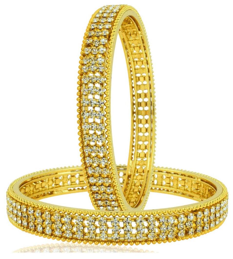 

The Jewelbox Eternity American Diamond CZ Gold Plated Bangle Set of 2 (Pair)