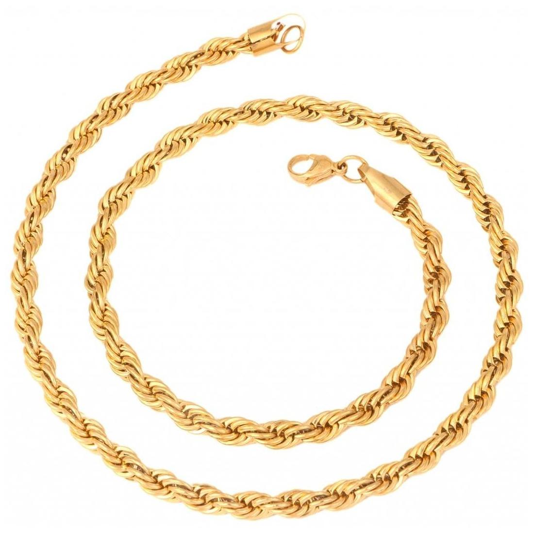 

The jewelbox s stainless steel gold plated classic rope chain for Men 21 5