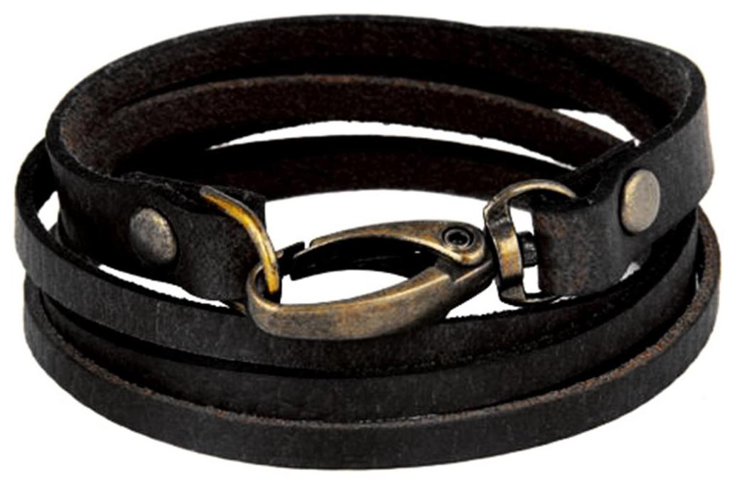 

ZIVOM genuine black leather dual strand free size wrist band