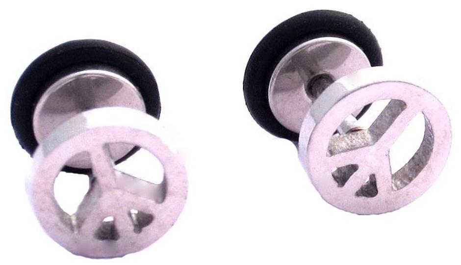 

The jewelbox 316L surgical stainless steel mens ear stud pair earring peace