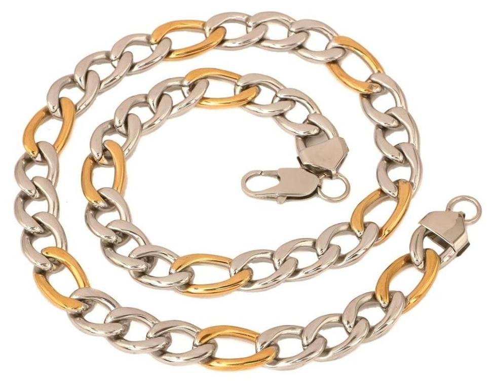 

The jewelbox s stainless steel rhodium gold solid figaro curb chain for Men 2