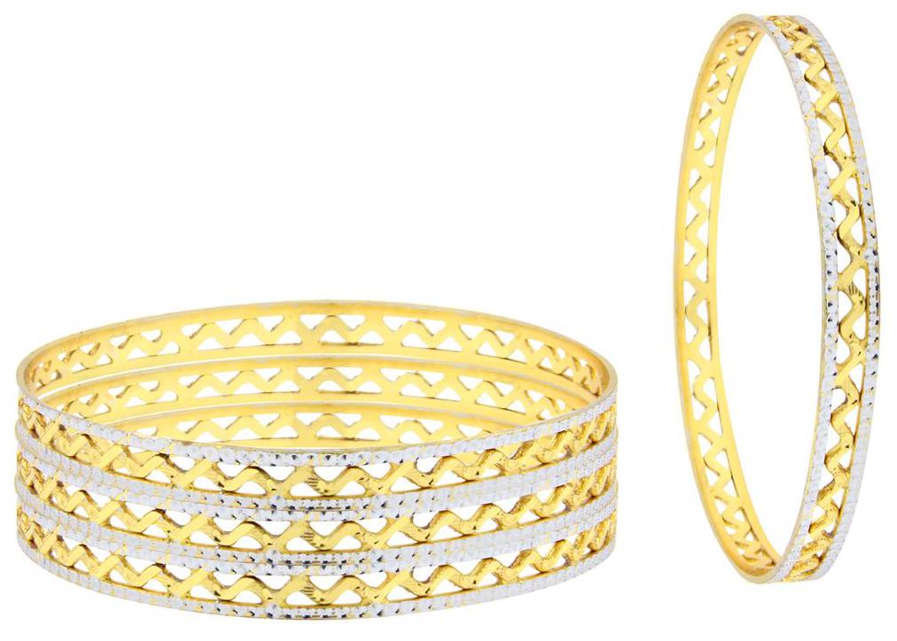 

ZIVOM Waves 22K Gold Rhodium Plated Two Tone Bangle Set of 4