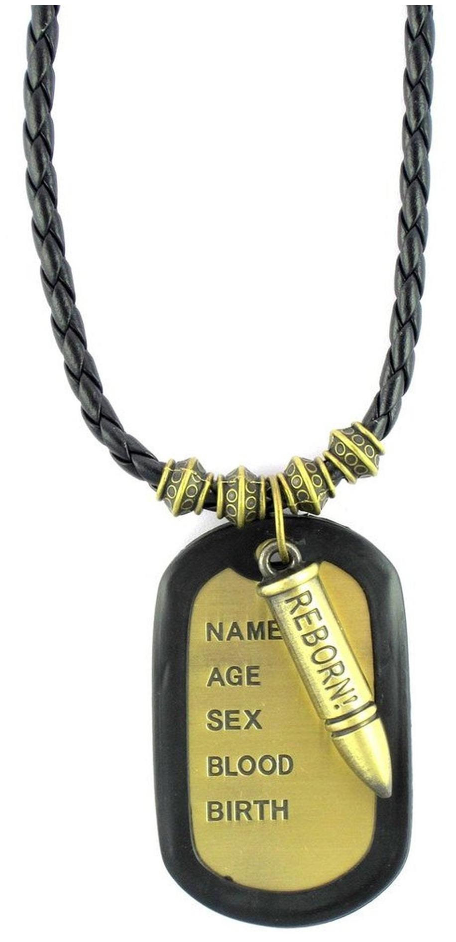 

The Jewelbox Bronze Vintage Antique Finish Reborn Dog Tag Pendant Leather Chain
