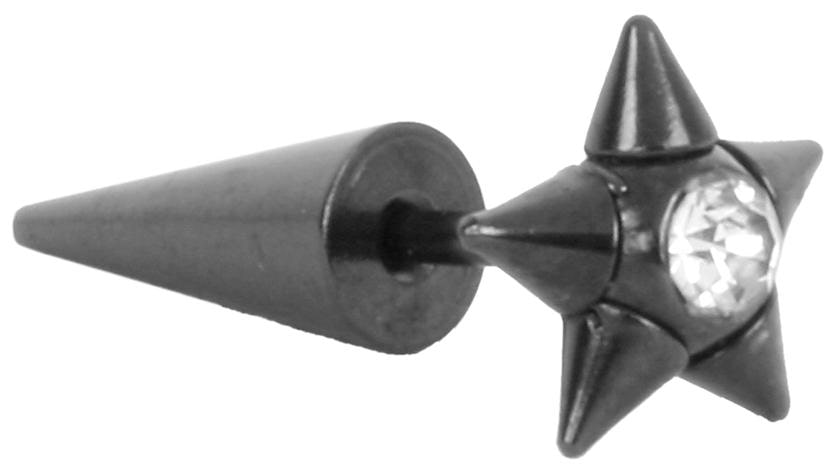 

The Jewelbox Star American Diamond Black Stainless Steel Pierced Stud Single Earring For Men