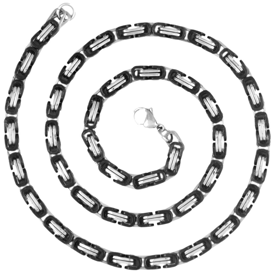 

The jewelbox Black Silver Plated 3D Byzantine Chain 21 85 for Men