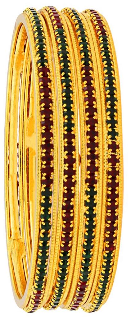 

The jewelbox 22K gold plated red maroon classic eternity bangle set of 4