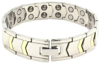 The Jewelbox Arrow Bio Magnetic Titanium Stainless Steel Two Tone Bracelet