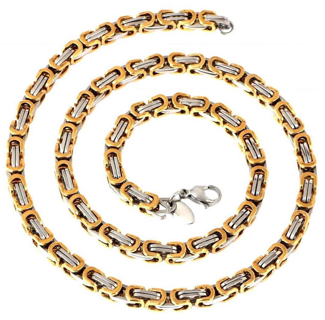 

The jewelbox s stainless steel gold rhodium 3D byzantine designer chain for M