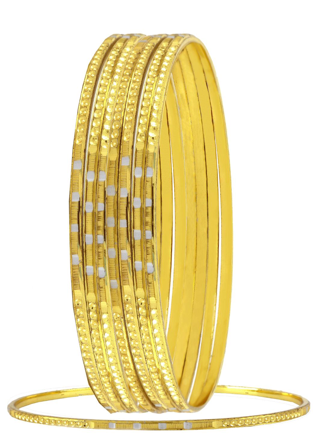 

ZIVOM Wedding Designer 22k Gold Plated Rhodium Metal Chuda Kada Bangle Set Of 8 For Women