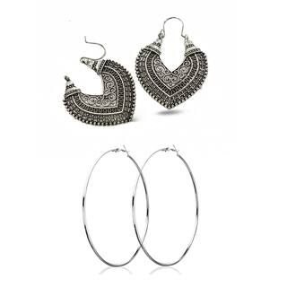 Three Shades Stylish Coloured Plated Hoop Loop Tungsten Three Shades Stylish Coloured Plated Hoop Loop Tungsten Earring Combo Set Of 2 041