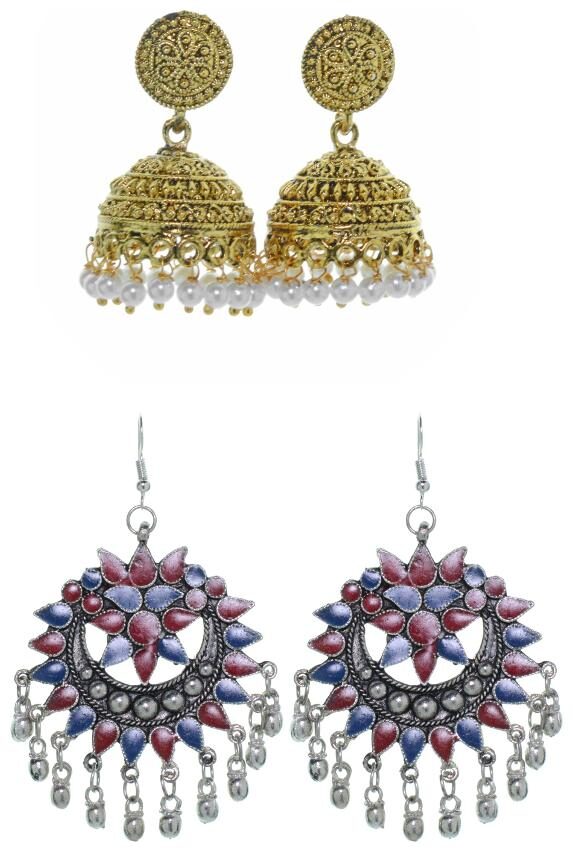 

Three Shades Multicolored afghani Gold Jhumka with White Beads Tribal Drop Earrings For Women Brass Jhumki Earring Drop Earring Dangle Earring Chandbali Earring Hoop Earring