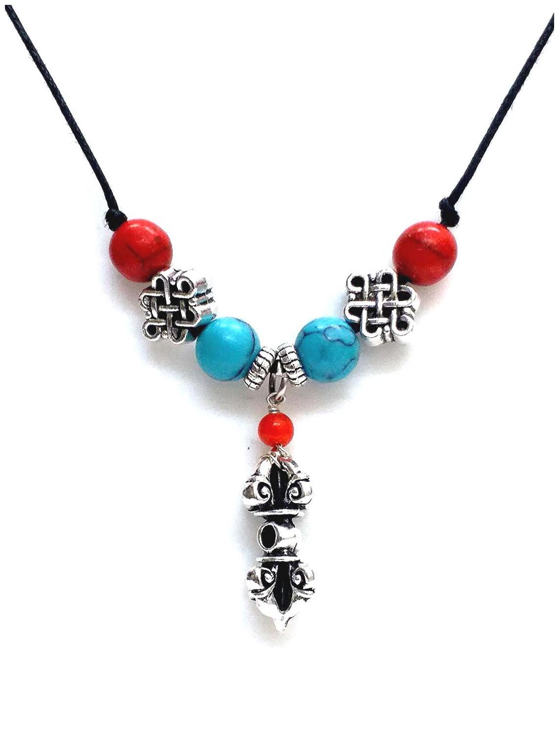 

Tibetan Vajra Dorjemystique Knot Semiprecious Stones Pendant For Protection