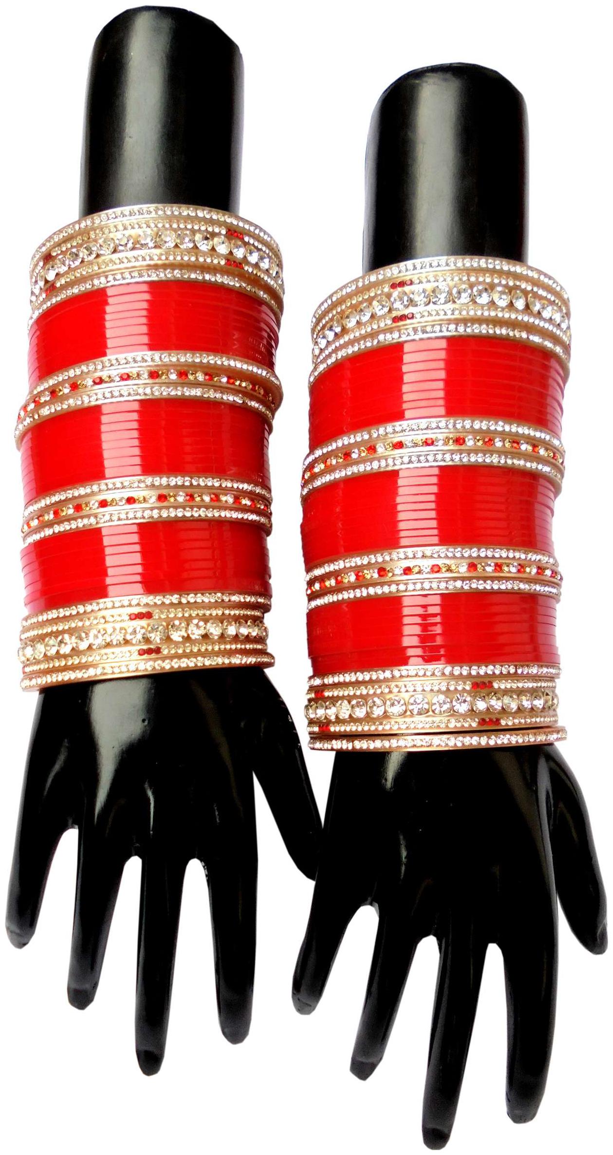 

Top Quality Stone Red Mahroon golden White Designer Wedding Engagement Punjabi Suhag Chuda Plastic Bridal Bangle chooda Set For Women Designed By Vivah BRIDAL CHURA