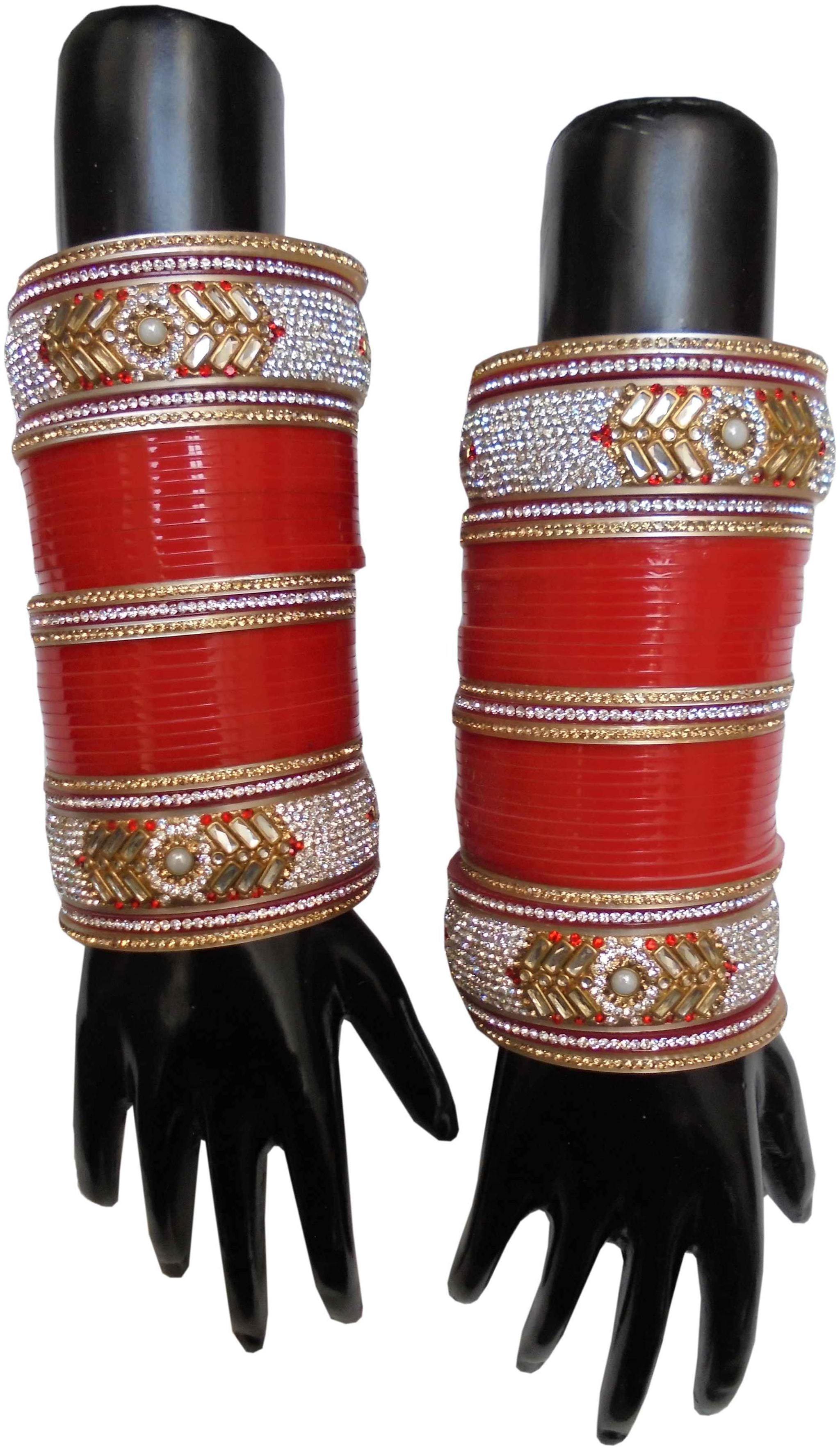 

Top Quality Stone Red Mahroon golden White Designer Wedding Engagement Punjabi Suhag Chuda Plastic Bridal Bangle chooda Set For Women Designed By Vivah BRIDAL CHURA