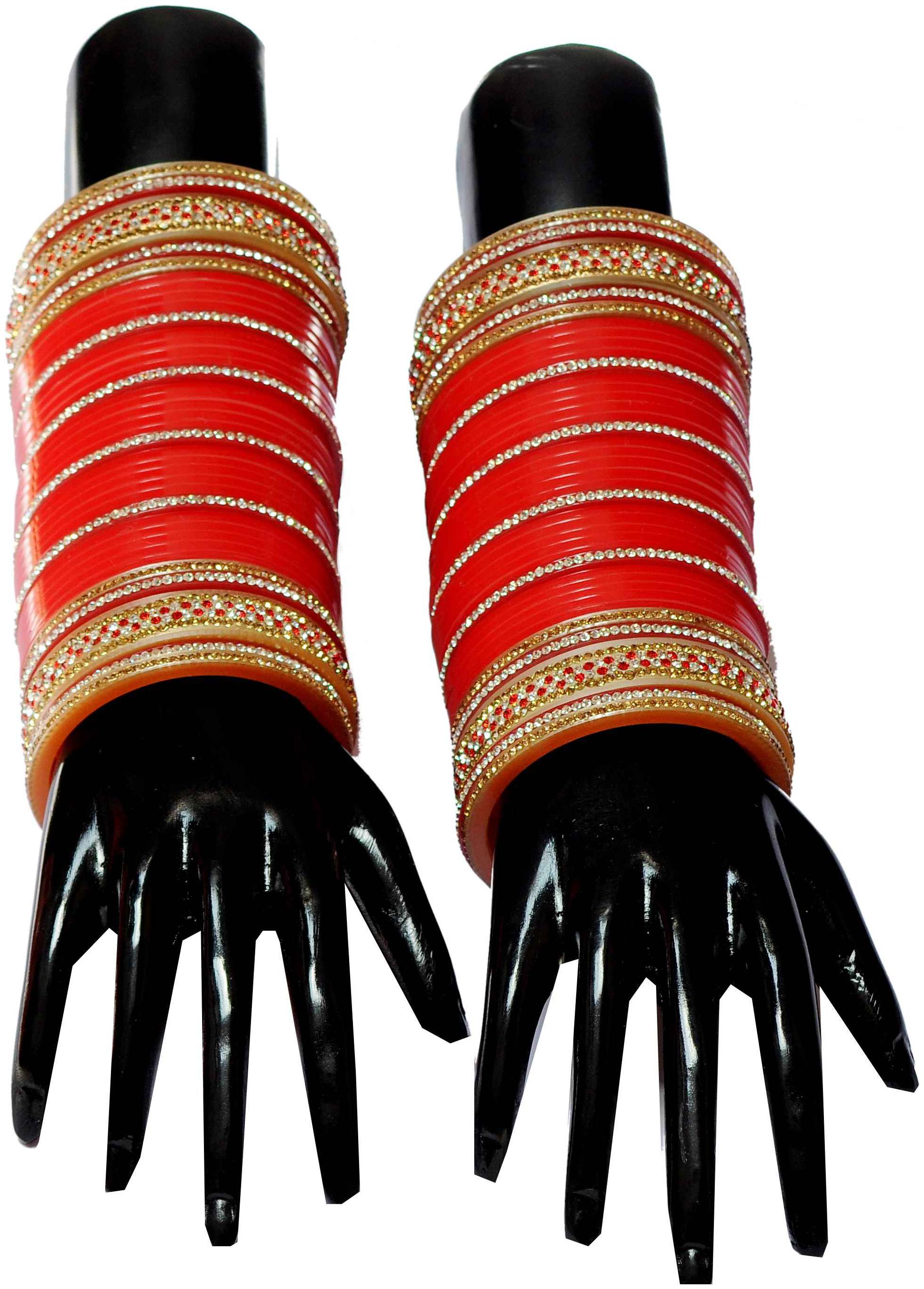 

Top Quality Stone Red Mahroon golden White Designer Wedding Engagement Punjabi Suhag Chuda Plastic Bridal Bangle chooda Set For Women Designed By Vivah BRIDAL CHURA