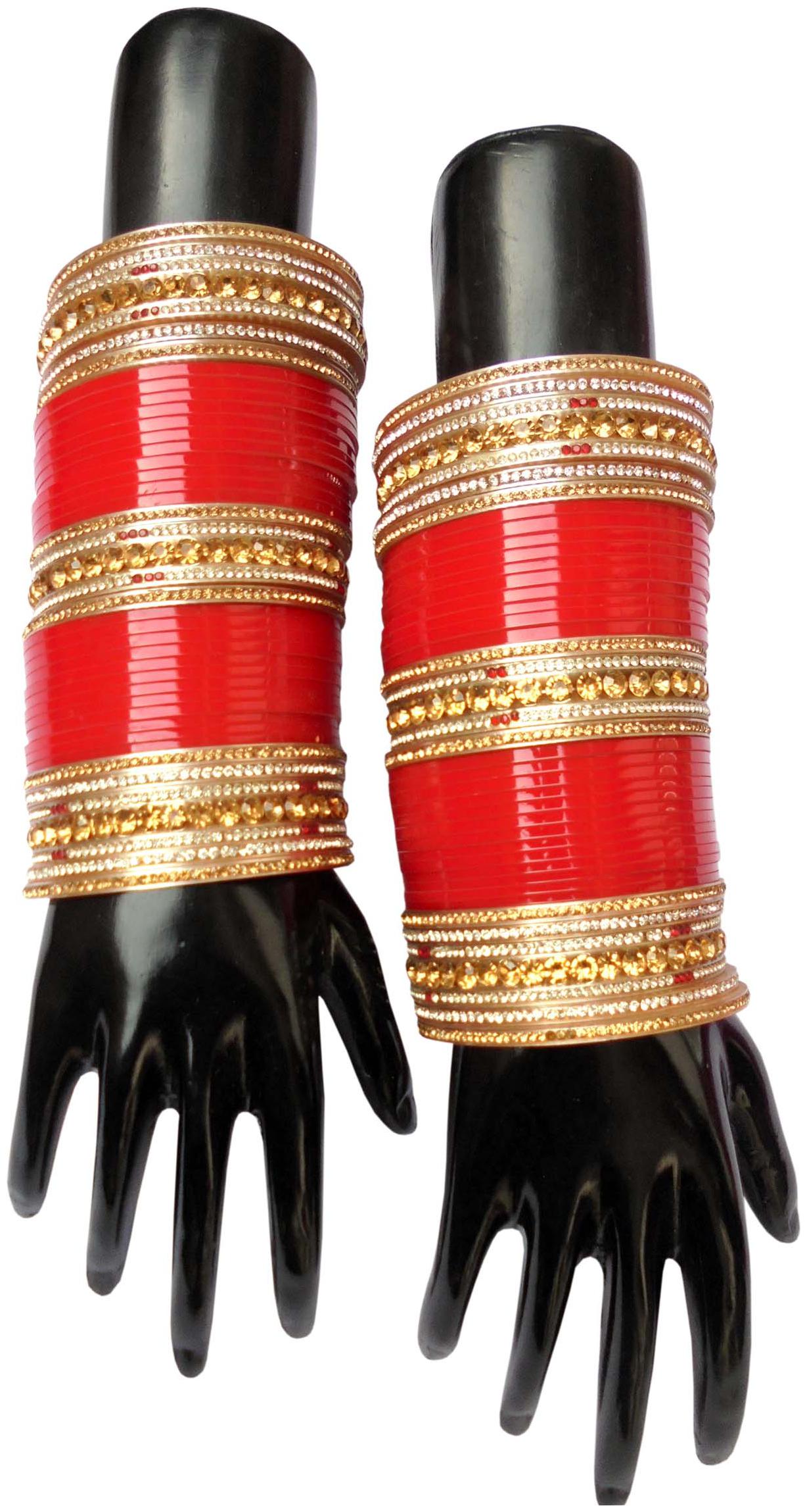 

Top Quality Stone Red Mahroon golden White Designer Wedding Engagement Punjabi Suhag Chuda Plastic Bridal Bangle chooda Set For Women Designed By Vivah BRIDAL CHURA