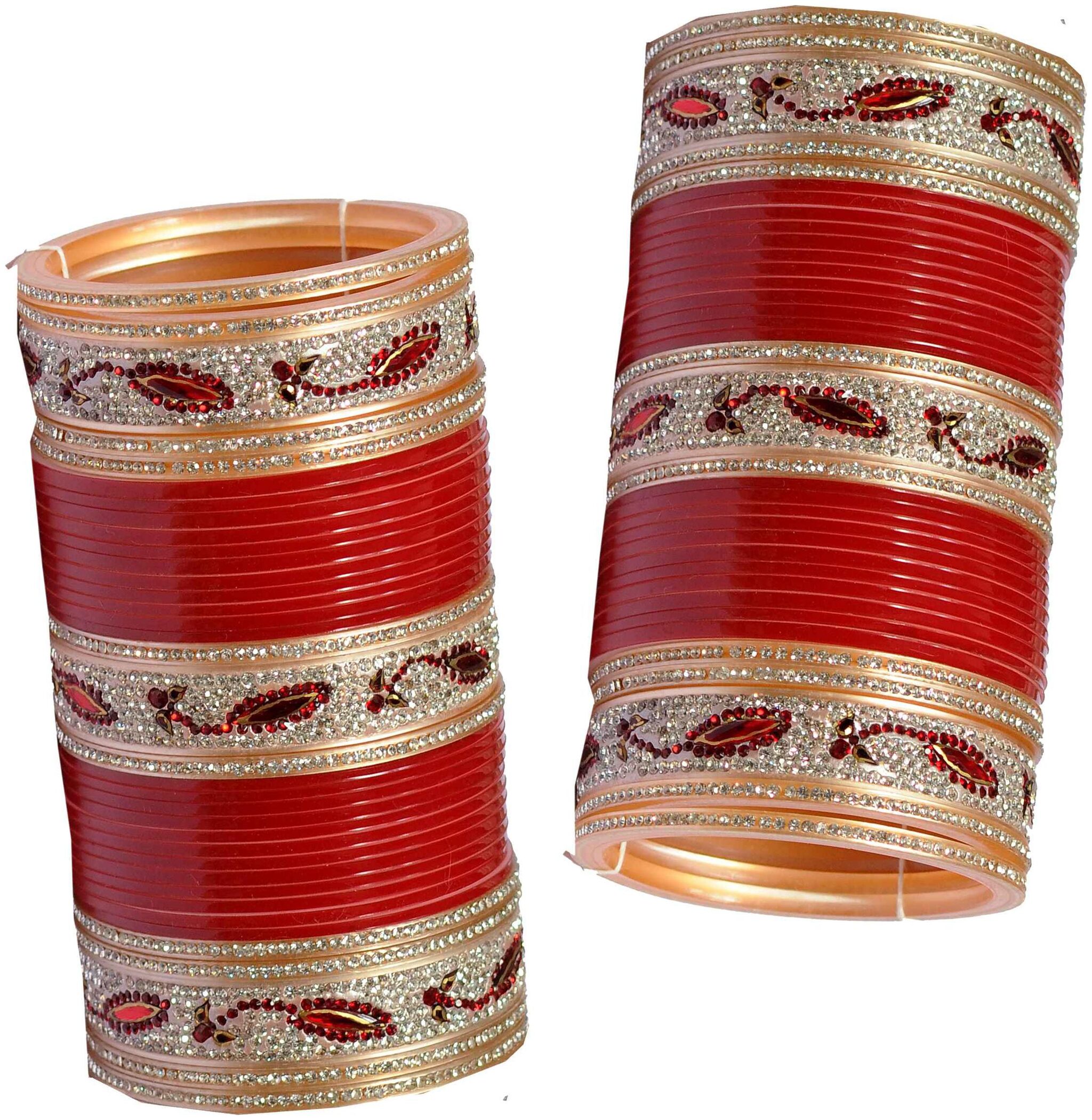 

Top Quality Stone Red Mahroon golden White Designer Wedding Engagement Punjabi Suhag Chuda Plastic Bridal Bangle chooda Set For Women Designed By Vivah BRIDAL CHURA