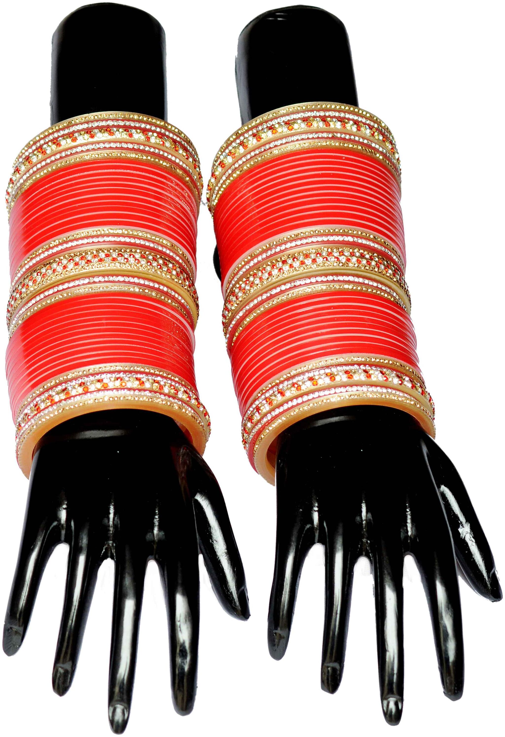 

Top Quality Stone Red Mahroon golden White Designer Wedding Engagement Punjabi Suhag Chuda Plastic Bridal Bangle chooda Set For Women Designed By Vivah BRIDAL CHURA