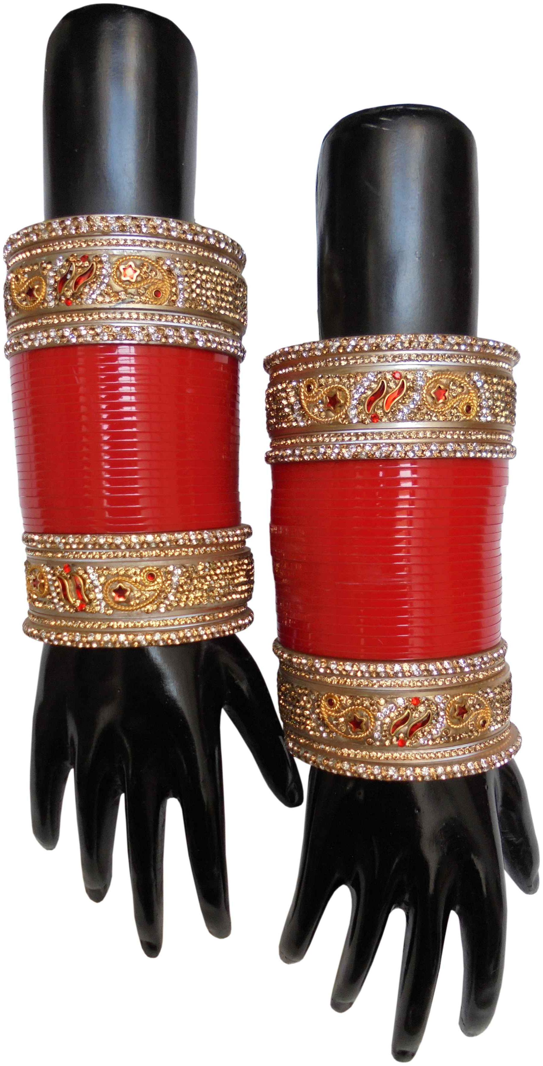 

Top Quality Stone Red Mahroon golden White Designer Wedding Engagement Punjabi Suhag Chuda Plastic Bridal Bangle chooda Set For Women Designed By Vivah BRIDAL CHURA