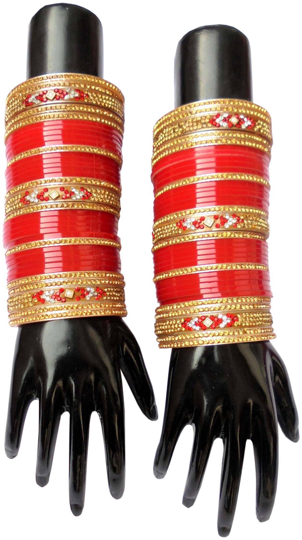 

Top Quality Stone Red Mahroon golden White Designer Wedding Engagement Punjabi Suhag Chuda Plastic Bridal Bangle chooda Set For Women Designed By Vivah BRIDAL CHURA