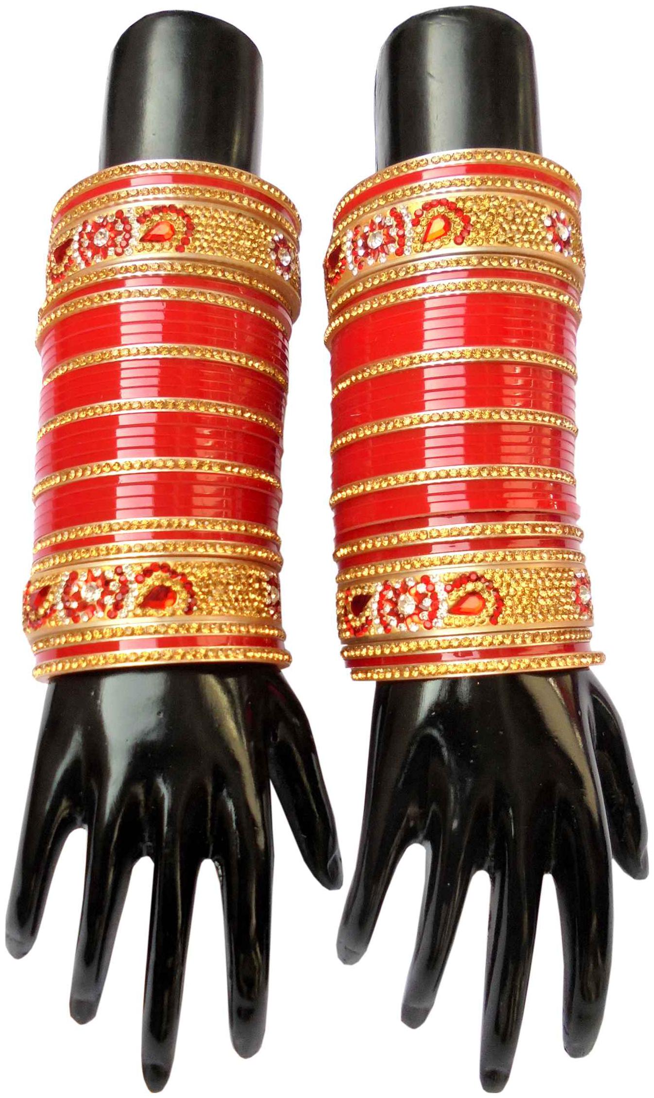 

Top Quality Stone Red Mahroon golden White Designer Wedding Engagement Punjabi Suhag Chuda Plastic Bridal Bangle chooda Set For Women Designed By Vivah BRIDAL CHURA