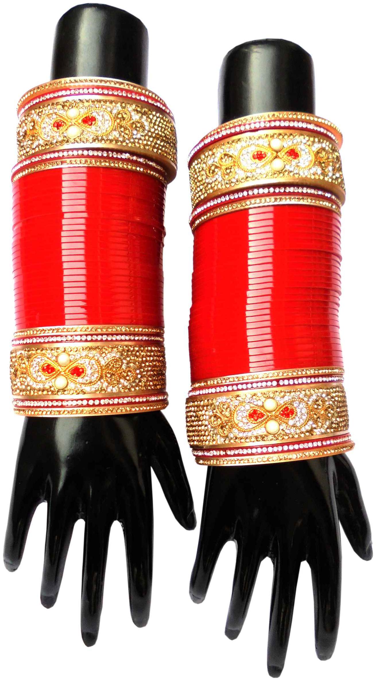 

Top Quality Stone Red Mahroon golden White Designer Wedding Engagement Punjabi Suhag Chuda Plastic Bridal Bangle chooda Set For Women Designed By Vivah BRIDAL CHURA
