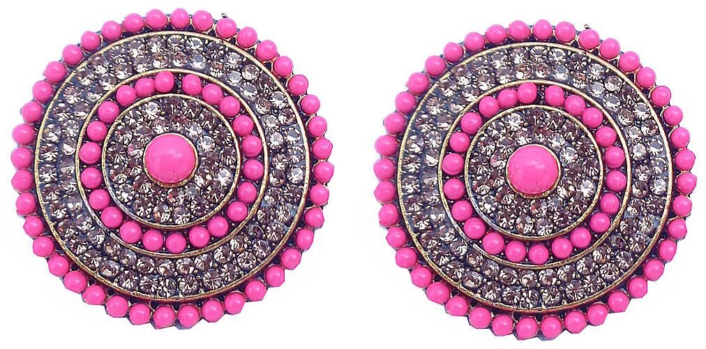

Trendeela com Noor Collection Beguiling Pair Of Fuchsia Pink Round Stud Earrings For Women