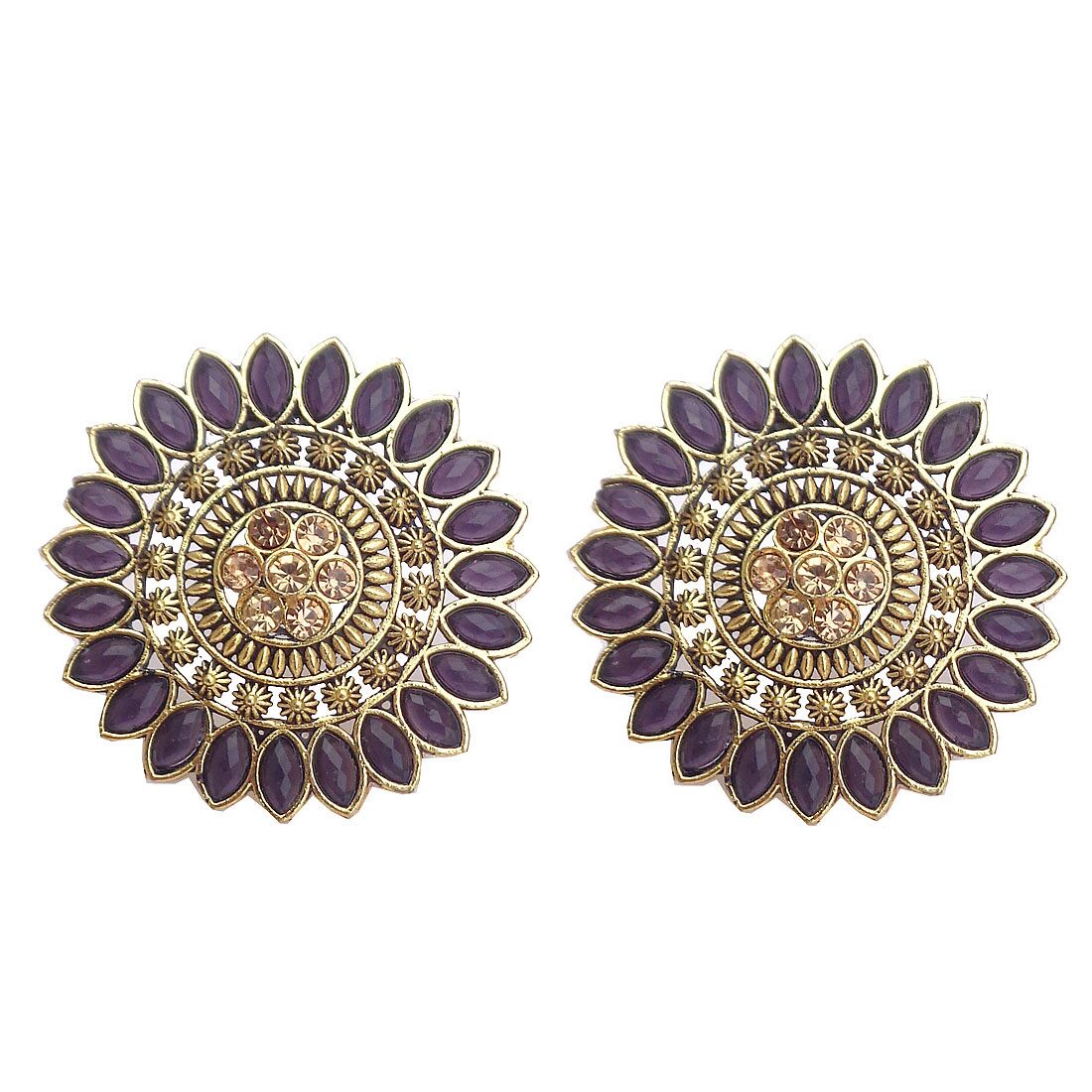 

Trendeela com Noor Collection Light Weight Heavy Look Yellow Gold Plated Stud Earrings For Women ( Gold Black )