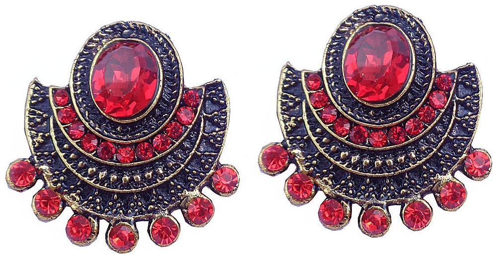 

Trendeela com Noor Collection Stylish Floral Red Stud Earrings For Women