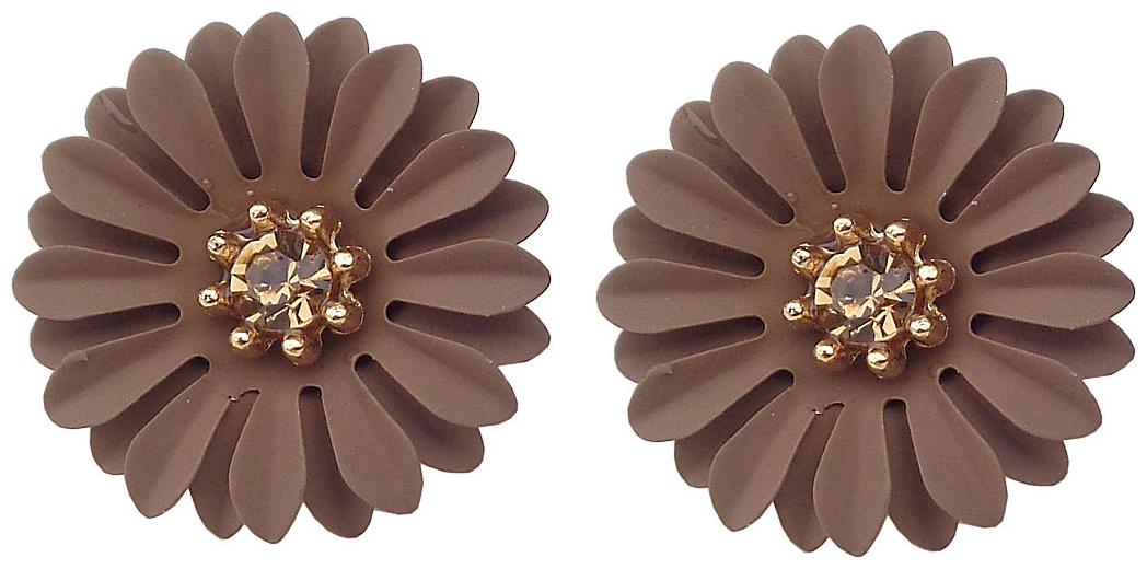 

Trendeela Com Seher Beguiling Pair Of Brown Floral Stud Earrings