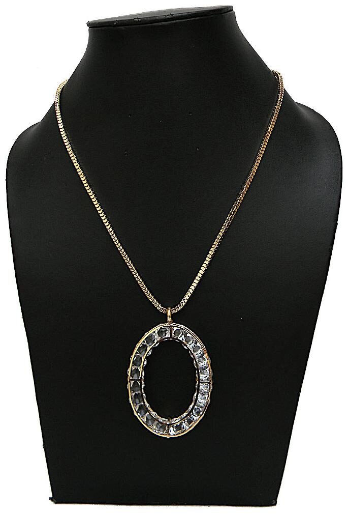 

Trendeela Com Shreshtha Modish Oval Motif Crystal Embellished Long Necklace